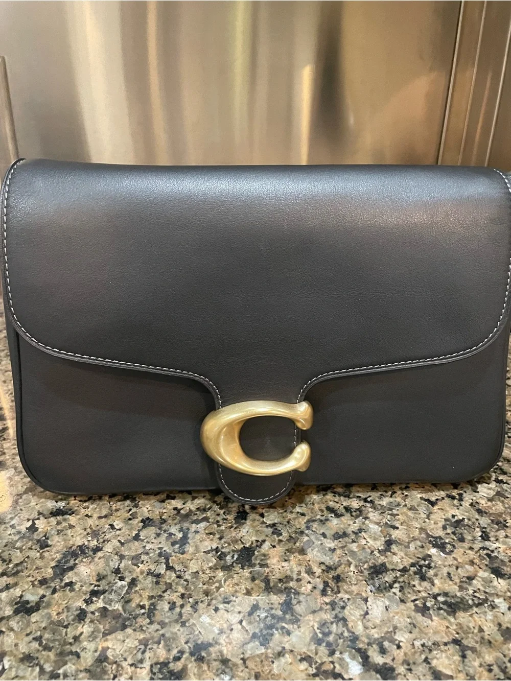 Coach Black Leather Tabby Shoulder Bag with Gold 'C' Closure